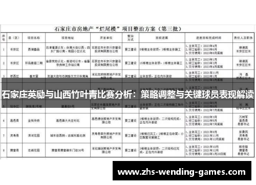 石家庄英励与山西竹叶青比赛分析：策略调整与关键球员表现解读